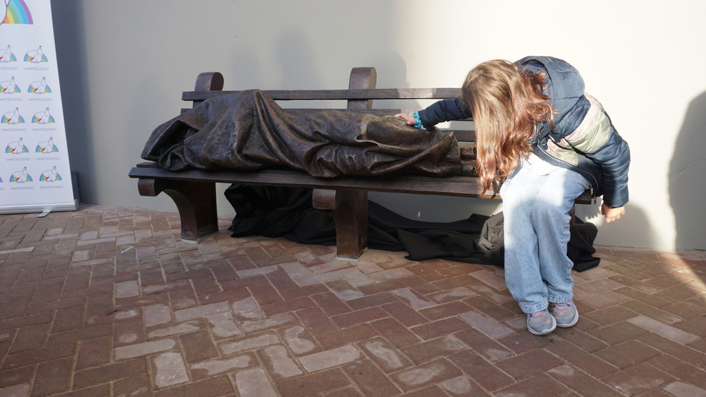 A statue of the Homeless Jesus has been placed outside the Church of Moses and Aron, the place of prayer of the Community, in Amsterdam.